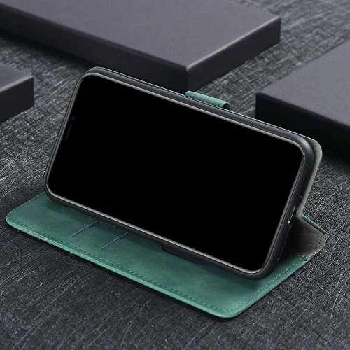 Miniatura 7 de Compatible con Redmi A1 4G Flip Wallet Cover Cover Compatible con Redmi A1 Plus 4G Kickstand Cierre Magnético Negro