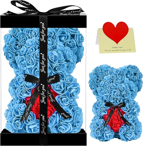 Double Couple Regalo para mamá y mujer, bonito oso de rosas, adorable oso artificial, el mejor regalo para el día de San Valentín, día de la madre,