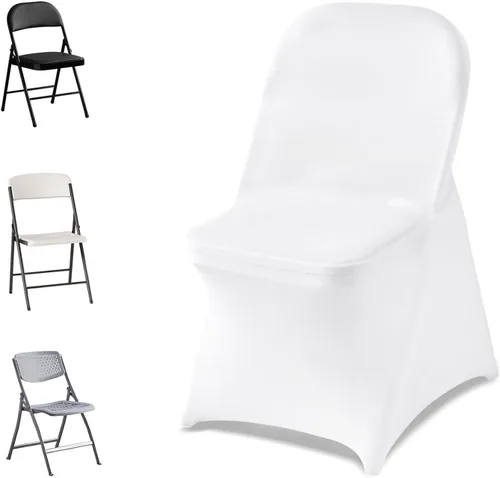 Miniatura 22 de VEVOR 150 fundas blancas para sillas de poliéster y elastano, fundas elásticas para bodas, fiestas, comedor, banquetes, sin pinzas, 150