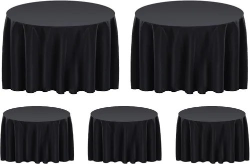 Miniatura 16 de Surmente Mantel cuadrado para mesas cuadradas o redondas, 100% poliéster, 52 x 52 pulgadas, mantel para bodas, banquetes o restaurantes (negro)