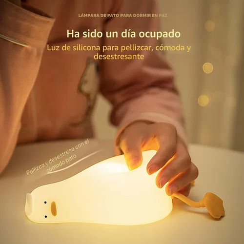 Miniatura 5 de MUID Benson - Luz nocturna de pato acostado plano, lámpara LED de pato suave, lindo pato iluminado, luz nocturna de silicona regulable