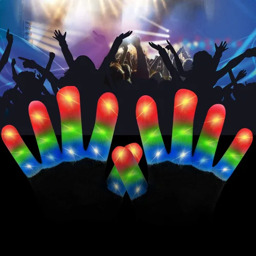 Miniatura 2 de WEICHUANGXIN LED Gloves, Light Up Gloves Finger Lights 3 Colors 6 Modes Flashing LED Gloves Colorful Flashing Gloves Kids Toys for Christmas