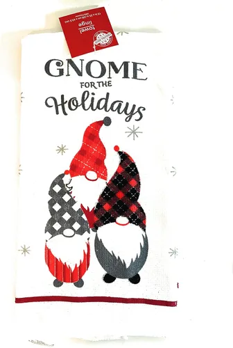 Miniatura 3 de Greenbrier Gnomos internacionales para las fiestas. Juego de cocina de Navidad de 5 piezas. 2 toallas de cocina, 2 soportes para ollas y 1 guante