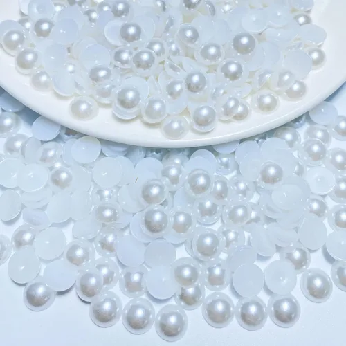 Miniatura 13 de 1000 perlas medias redondas de resina con parte trasera plana de 0.236 pulgadas para manualidades, para cara, uñas, vasos, ropa, zapatos, álbum