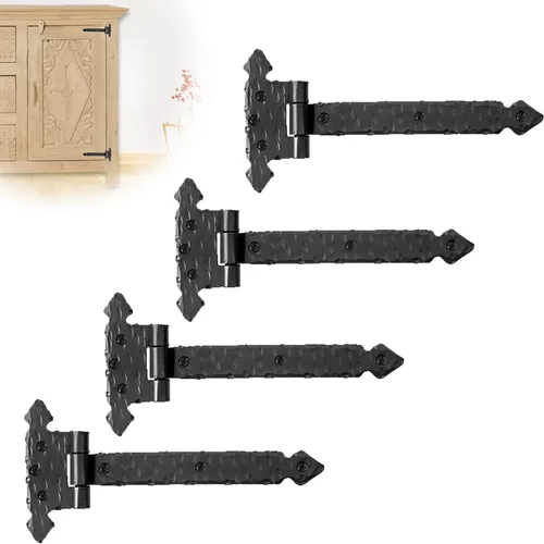 Miniatura 13 de Paquete de 2 bisagras de hierro forjado negro de 9 pulgadas, bisagras decorativas de hierro forjado, bisagras de hierro rústico para persianas
