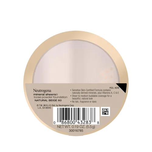 Miniatura 9 de Neutrogena Mineral Sheers - Base de maquillaje ligera en polvo suelto con vitaminas A, C y E, cobertura transparente a media, mejorador del tono