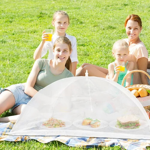 Miniatura 7 de Cubierta extra grande para alimentos, 3 Jumbo (40 x 23.7 pulgadas), tiendas de campaña de malla blanca para servir, tiendas de campaña emergentes