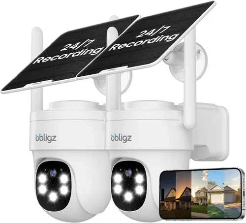 Cámara Solar de Seguridad para Exteriores - Cámaras de Seguridad de Grabación AOV 24/7 Inalámbricas para Exteriores con Vista de 360°, Seguimiento