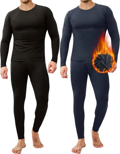 CL convallaria Paquete de 2 calzoncillos térmicos largos para hombre, forro polar suave, capa base para clima frío, tallas XS-4XL