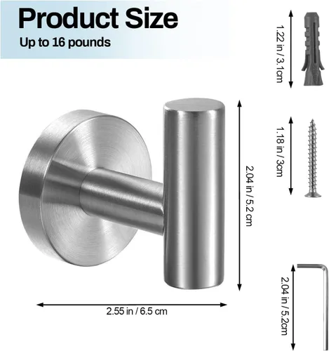 Miniatura 2 de Kruodop Ganchos para Toallas de Baño, 2 Paquetes Soporte de Pared para Toallas, Gancho de Pared Mate para Bata, Gancho para Toallas de Puerta