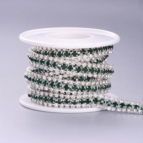 Miniatura 11 de Jerler Cadena de cierre de diamantes de imitación de 2 filas y 2 yardas para manualidades, bodas y decoraciones de ropa