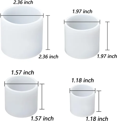 Miniatura 5 de Moldes de vela cilíndrica para hacer velas, 4 moldes de silicona de fundición de pilar para fundición de resina, jabón, espécimen de flores, Moldes