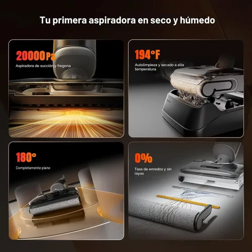 Miniatura 2 de roborock F25 GT Aspiradora Trapeadora Todo en Uno, Aspiradora en Seco y Húmedo Inalámbrica, 20000Pa Máquina Limpiadora de Pisos para Baldosas Madera