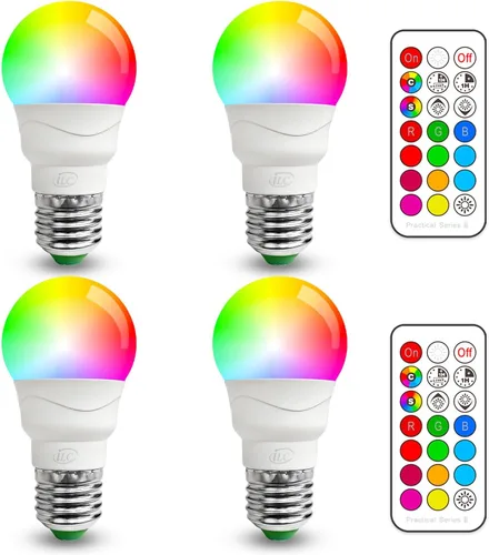 ILC Bombilla LED RGB, equivalente a 40 W que cambia de color, luz blanca diurna, 450 lm regulable 5 W E26 base de tornillo RGBW, bombilla de luz