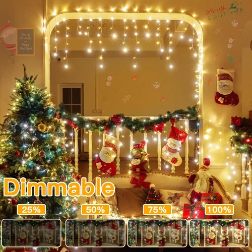 Miniatura 6 de Ollny Luces de carámbano de 504 LED/41 pies, blancas cálidas y frías, con control remoto, 8 modos, temporizadores, impermeables, colgantes