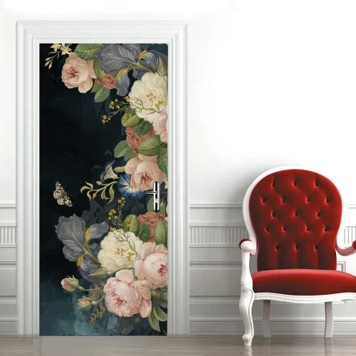 Miniatura 26 de Calcomanías 3D para puerta, murales para despegar y pegar, diseño de flores, papel tapiz para puerta, calcomanías autoadhesivas extraíbles de PVC