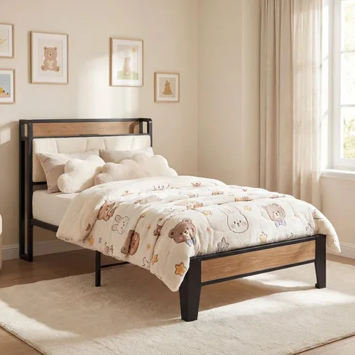 Miniatura 35 de LIKIMIO Marco de Cama Queen, Cabecero de Almacenamiento con Estación de Carga, Sólido y Estable, Sin Ruido, No Necesita Somier, Fácil Montaje