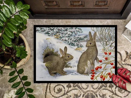 Miniatura 3 de Caroline's Treasures ASA2181MAT - Felpudo de invierno con conejos de 18 x 27 pulgadas, para interiores y exteriores, para entrada, antideslizante