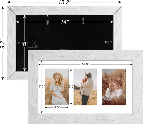 Miniatura 755 de Marcos de Fotos Collage de 13.5X15.5 con 7 Aberturas para Fotos de 4X6, Marco de Fotos Múltiples con Paspartú para Decoración de Pared, Grano