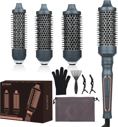 Miniatura 9 de Cepillo redondo calentado, juego de cepillos térmicos de 1.25 pulgadas/1.5 pulgadas/1.75 pulgadas para cabello corto a largo, 300-450 °F