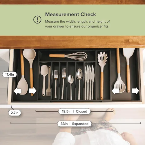 Miniatura 4 de KitchenEdge Organizador Premium de Cubiertos, Vajilla y Utensilios para Cajones de Cocina, Grado Contractual Apto para Alimentos, Expandible de 18 a