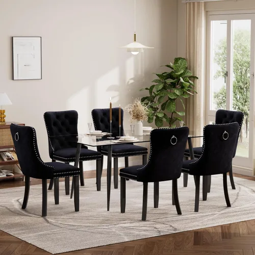 Miniatura 118 de Baysitone Juego de mesa de comedor de vidrio de 51 pulgadas para 4, juego de 5 piezas moderno de comedor, mesa de cocina rectangular de vidrio con 4