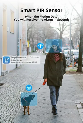 Miniatura 5 de PTZ - Cámara de seguridad inalámbrica para exteriores, alimentada por energía solar, cámara de seguridad Pan Tilt 360, impermeable, audio