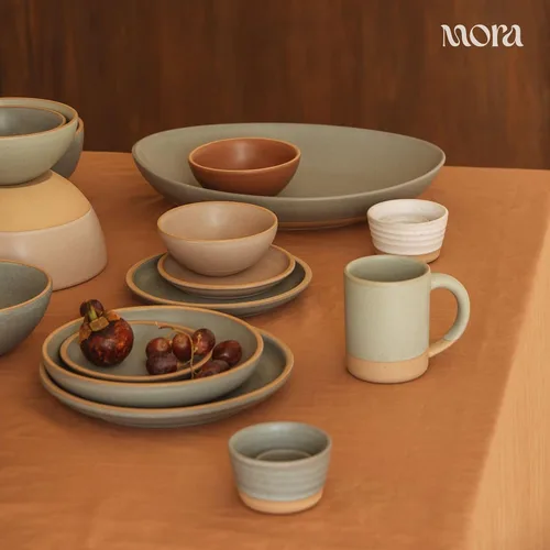 Miniatura 5 de MORA Juego de 4 platos medianos de cerámica para pasta/cuencos anchos de cerámica de 30 onzas, aptos para microondas, horno y lavavajillas, cosecha