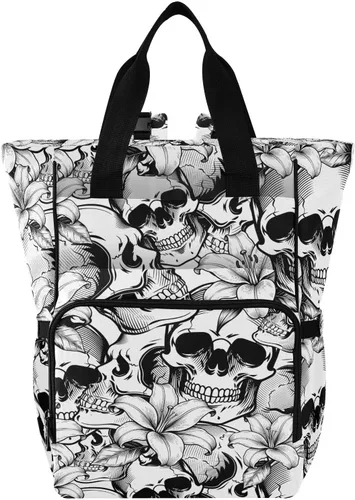 Miniatura 9 de MNSRUU Bolsa de pañales de calavera gris, mochila multifunción para pañales de viaje, bolsa de pañales de gran capacidad, mochilas para cambiar