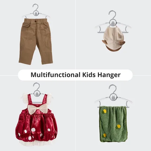 Miniatura 7 de Paquete de 60 perchas para niños, extensibles y apilables, perchas de mezcla de colores para niños pequeños, niños y adolescentes, perchas