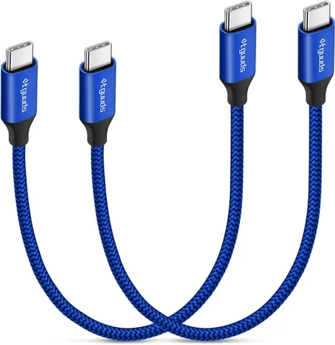 Miniatura 21 de etguuds Cable USB C a USB C blanco de 1 pie, paquete de 2 cables USBC a USBC de 60 W, cable de carga tipo C a C, cable de carga rápida para iPhone