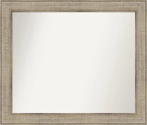 Miniatura 301 de Amanti Art Espejo de baño plateado para sobre fregadero, 26 x 26 pulgadas, espejo cuadrado de níquel pulido, marco de madera tradicional mediano, se