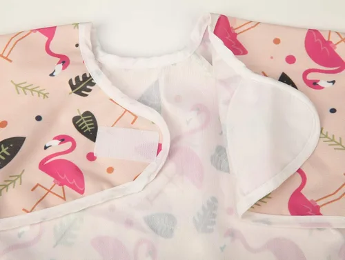 Miniatura 5 de Babero de bebé manga camisa con bolsillo 1-3 años pintura para niñas (Flamingo Cactus)