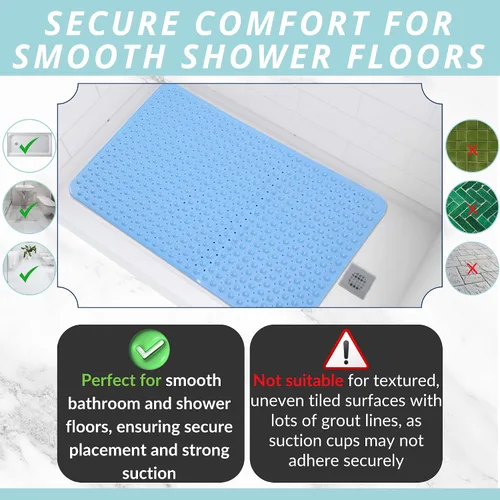 Miniatura 6 de ENKOSI Tapete de ducha extra grande antideslizante – 47 x 32 pulgadas – Tapete de ducha de baño XL – Tapetes de ducha grandes para suelos de ducha