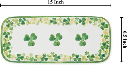 Miniatura 2 de UP ware Shamrock - Bandeja de melamina para servir, bandeja rectangular de 15 x 6.5 pulgadas, bandeja de alimentos sin BPA para entretenimiento