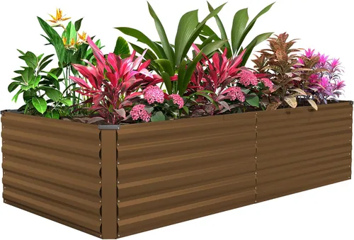 Miniatura 12 de Cama de jardín elevada con enrejado de arco para plantas trepadoras, cama de jardín elevada galvanizada, jardineras al aire libre para verduras