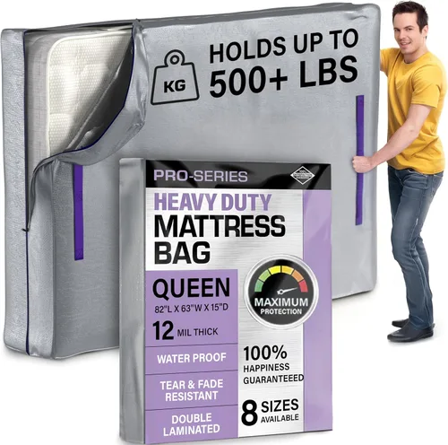 Miniatura 16 de Protector de colchón Full XL para mudanza y almacenamiento, resistente 10 mil de grosor, impermeable, para mudanzas, cremallera y 8 asas