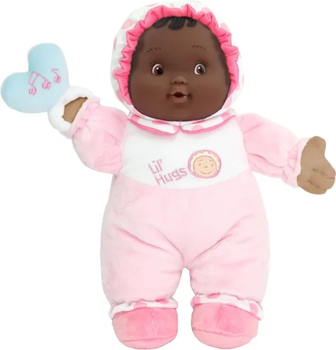 JC Toys Lil' Hugs - Cuerpo suave rosa afroamericano, tu primera muñeca bebé, diseñada por Berenguer, a partir de 0 años