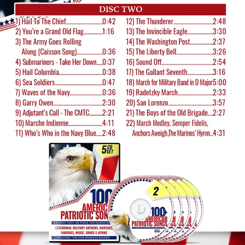 Miniatura 4 de 100+ American Patriotic Songs - Ceremonial Military Anthems, Marches, Fanfares, Music, Songs & Hymns – U.S. Army, Navy, Air Force and Marine Bands
