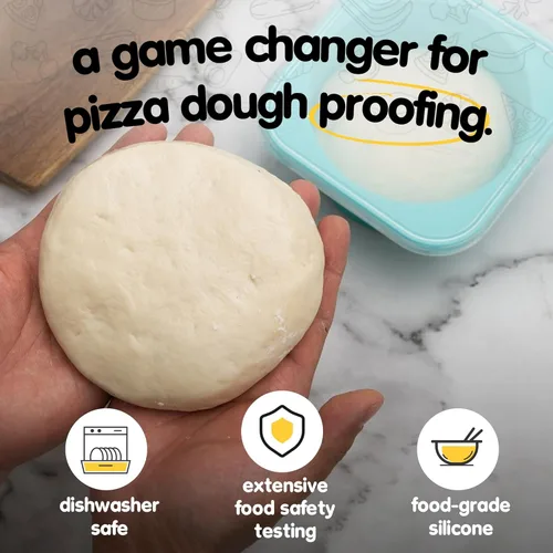 Miniatura 2 de Recipientes apilables de silicona para pruebas de masa de pizza artesanal con tapas, 5 paquetes-16.9 fl oz porción (amarillo)