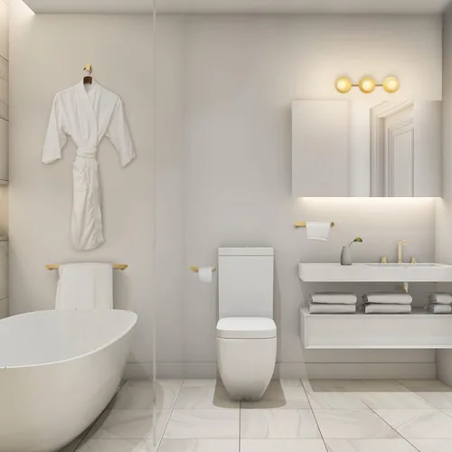 Miniatura 3 de Globe Electric 63000009 - Juego de baño todo en uno de 5 piezas, latón mate, luz de tocador de 3 luces de 20 pulgadas, toallero, anillo de toalla