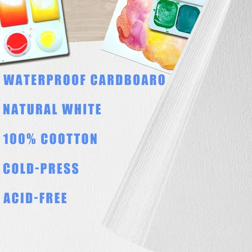 Miniatura 3 de 120 hojas de papel de acuarela 100% algodón a granel, 8.5 x 11 pulgadas, 140 libras/300 GSM, papel de color blanco, papel de pintura blanco adecuado