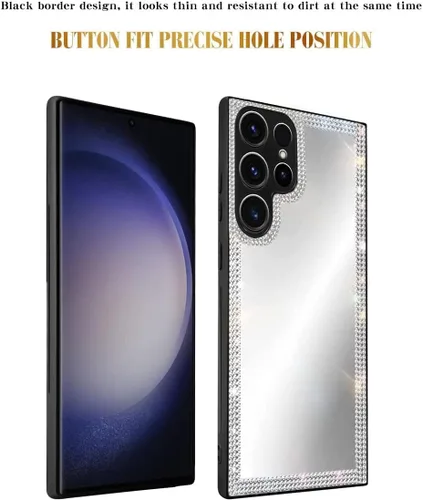 Miniatura 6 de Funda compatible con Samsung Galaxy S22 Ultra Mirror con diamante, funda de teléfono de acrílico brillante que se puede utilizar para maquillaje al