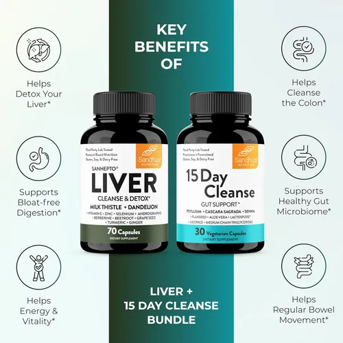 Miniatura 5 de Sandhu's Suplemento de desintoxicación y limpieza intestinal de 15 días para mujeres y hombres Apoya la salud hepática, intestinal y digestiva