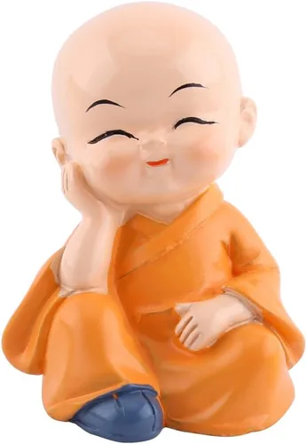 Miniatura 2 de 4 estatuas de monje Kongfu, adorno para tablero de instrumentos de automóvil, monjes de Buda de resina, manualidades, decoración