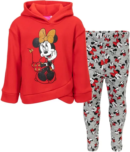 Miniatura 9 de Disney Minnie Mouse - Conjunto de sudadera de forro polar con capucha cruzada y leggings para bebés y niños grandes (12 meses - 14-16)