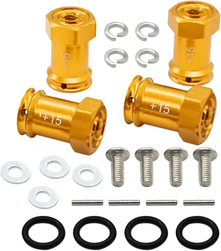 Miniatura 6 de kingsea Juego de 4 adaptadores hexagonales de aleación de aluminio de 0.472 in (+0.591 in) compatible con Traxxas 1/16 Mini E-Revo, Mini Slash, Mini