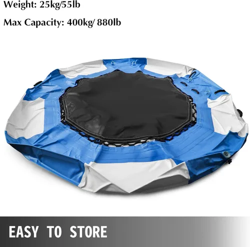 Miniatura 5 de Happybuy Trampolín inflable del agua, gorila inflable redonda del agua con la escalera mecánica, trampolín del agua en azul y blanco
