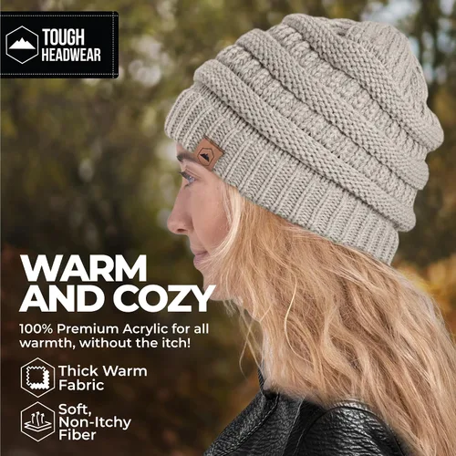 Miniatura 35 de Gorro de punto para mujer, cálido y suave, elástico, para clima frío de Tough Headwear