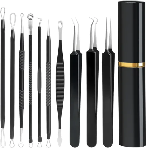 Kit de herramientas para reventar espinillas, 10 unidades, removedor profesional de puntos negros, extractor de comedones para una fácil extracción